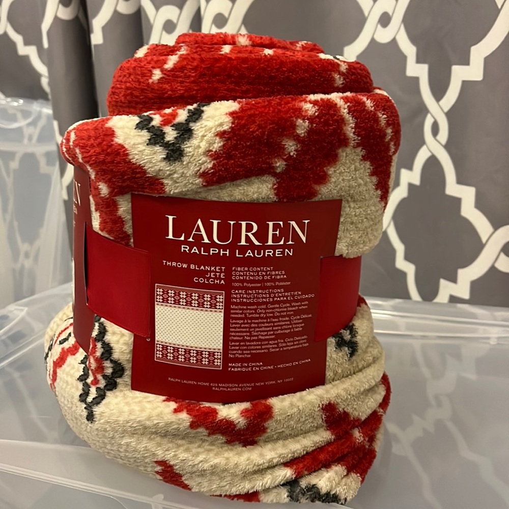 Polo Ralph Lauren Plaid Fleece Throw Blanket decor holiday new 60”x70” Christmas - Picture 2 of 9